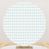 Lofaris Blue And Grey Pattern Round Birthday Party Backdrop